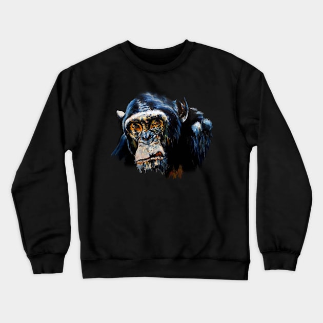 Chimpanzee Crewneck Sweatshirt by garymcmullanart